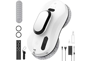 SWBSLL Robot Nettoyeur Vitre 5600Pa, Robot Laveur de Vitre avec Gicler l'eau Automatique, Navigation Intelligente, Détection des Bords, Système de Sécurité, Télécommande, pour Fenêtres, Miroirs et Carreaux