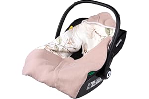 lionelo TRAVEL SWADDLE BLANKET Coperta Pesante per Bebé 90x90 cm 100% Cotone Compatibile con Seggiolino Auto, Ovetto e Passeggino, Copertina Morbida per Tutto l’Anno, Chiusura a Velcro (Beige)