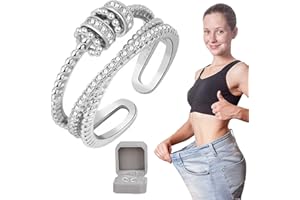 DINNIWIKL JANSIO Triple Fidget Ring, JANSIO Dreifacher Zappelring, Feellief Triple Fidget Ring Cubic Zirconia Fidget Spinner Ring, Anti-Angst-Ring für Frauen (1Pcs-Silver)
