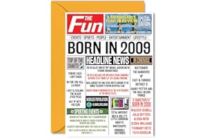 STUFF4 16th Birthday Cards for Girls Boys - Born In 2009 Newspaper - Happy 16 Birthday Card for Daughter Son Cousin Vintage Retro Back In 2009, 5x7 Inch Bday Greeting Cards