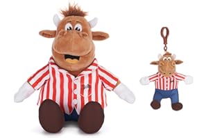 POSH PAWS Bullseye 10" / 25cm Bully Soft Plush Toy and Plush Bag Clip Set