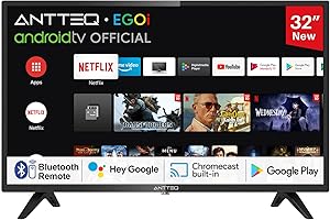 Antteq AG32H3 TV 32 Pulgadas (80cm) Smart TV,Andriod Televisores LED HD WiFi,Voice Assistance,Bluetooth Triple Tuner(DVB-C/S2/-T2),Play Store(Netflix/Prime Video/Youtube)