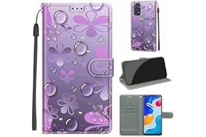 KENHONER Funda para Xiaomi Redmi Note 11 Carcasa, Case para Redmi Note 11S Funda Libro con Tapa Piel Case Flip Cuero,Cierre Magnético Antichoque - Flor