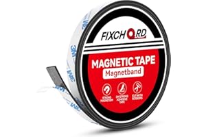 FIXCHORD Bande Magnetique Adhesive, Bande Magnétique Autocollante, Bande Magnetique, Bande Aimantée Adhésive pour Moustiquaires, Rideaux de Fenêtre, DIY & Plus (2m*15mm)