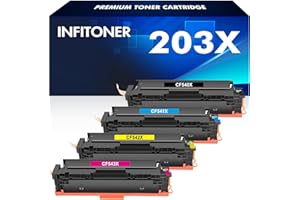 INFITONER 4-Pack 203X 203A Toner Compatible for HP Color Laserjet Pro MFP M281fdw M281fdn M280nw M281cdw M254nw M254dn M254dw M281 M254 CF540X CF540A CF541X CF542X CF543X Black Cyan Yellow Magenta