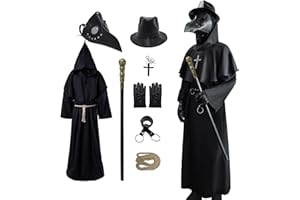 Coseaon Pestdoktor Kostüm Herren Plague Doctor Costume Erwachsene Halloween Pest Doktor Cosplay Set mit Pestdoktor Maske
