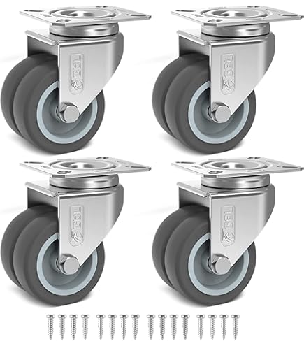 Roulette Pivotante Noire Avec Frein, 75mm, TPR Gris Non Marquant