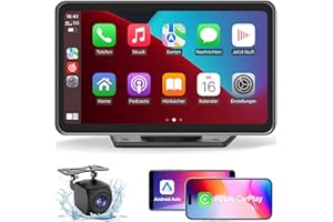 TOUTBIEN Tragbares Autoradio kompatibel mit CarPlay und Android Auto, 7 Zoll Car Stereo mit 1080P Rückfahrkamera Unterstützt Bluetooth-Freisprecheinrichtung, Siri/G0ogle Assistant, GPS Navigation
