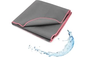 SETEX Evolon(R) Toalla Deportiva Hombre Mujer Ideal Gimnasio Gris Claro Costuras Rosa 50x100cm