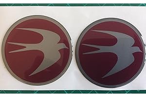SCOOBY DESIGNS Swift wheel centre cap caravan motorhome circular bird logo badge 60mm Maroon And silver x2
