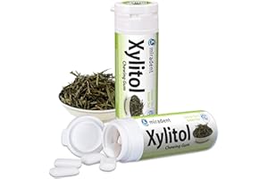 Miradent Xylitol Goma de mascar chicles dentales 30 piezas de lata de té verde (6x 30g)