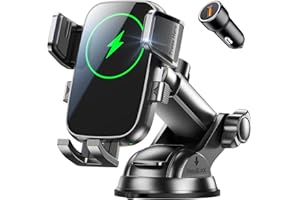 Mohard Support Téléphone Voiture Induction, 15W Chargeur Induction Voiture Charge Rapide, Ventouse Puissante & 360° Rotation, Chargeur sans Fil Voiture pour iPhone 17 Pro Max/16/15/14, Galaxy S25/S24