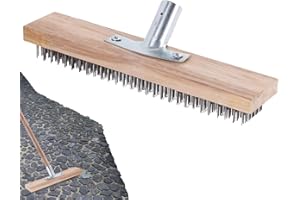 Lecerrot Wire Broom Brush, Wire Broom For Moss, Garden Broom Outdoor Heavy Duty, Yard Broom Outdoor Heavy Duty Stiff, Steel Wire Broom For Sidewalk Driveway Yard Patio Deck Cleaning