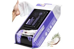 HICC PET Cleaning Deodorizing Wipes for Dogs & Cats, Vet Recommended Nourishes Smoothes Fur Pet Grooming Wipes with Fermented Coconut Oil (100 Counts (Thicken), Rose)