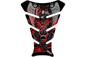 BIKE-label Adesivo per serbatoio 3D per moto, Morte Cranio, colore nero rosso X503705VA