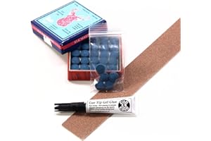 5 X 8.5mm Tweeten ELK MASTER Leather Snooker Pool Cue Tips - FREE C&C Cue Tip Gel Glue
