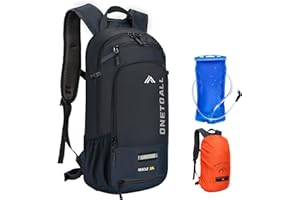 LOCAL LION Hydration Backpack, Waterproof Rucksack with Raincover and Helmet Cover, Lightweight MTB Cycling Bag, Small Hiking Backpack for Biking, Running, Trekking and Skiing