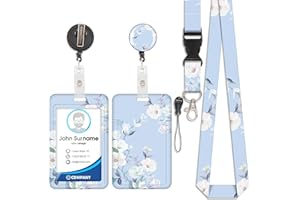 VIOJRLLY Kartenhalter mit blühendem Lanyard, ID-Badge, Kartenhalter mit Lanyard, abnehmbares Lanyard mit einziehbarem Clip für Schlüsselanhänger, Visitenkarten, Eintrittskarten, ID-Karten