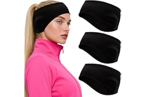 YOUKLY Winter Stirnband Set, 3 Stück, Sport Ohrenwärmer für Damen und Herren, Winddicht, zum Joggen Laufen Wandern Radfahren (3 Schwarz)