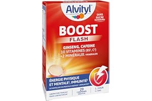 Alvityl Comprimés Boost Effervescents Ginseng et Caféine/10 Vitamines/2 minéraux Dès 15 Ans 20 Jours, Rouge, 20 Unité (Lot de 1)