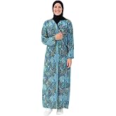 Etnik Desenli Kruvaze Namaz Elbisesi &ndash;%100 Viskon, Yandan Bağlamalı 36-46 Beden (Turkuaz, 1)