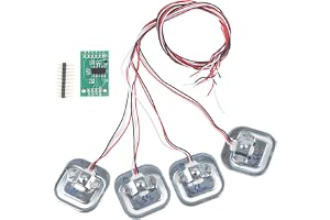 HX711 Arduino trycksensormodul, lastbegränsningsmätare 50 kg/100 kg/200 kg, 4 stycken viktningssensorsats, arduino viktsensor, kompatibel med Arduino DIY, 1,34 x 1,34 tum