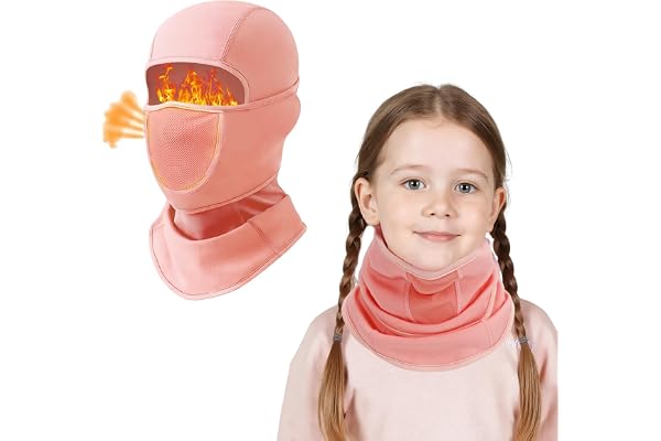 AYPOW Termisk balaclava för barn med andningsbart hål, multifunktionell vindtät varm skidmask cykling hela ansiktsskydd under hjälmhatt med halsvärmare, för 4-10 år pojkar flickor barn utomhus