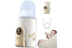 KRYVELLA Flaschenwärmer Baby Unterwegs,Tragbarer Flaschenwärmer Baby mit LCD-Display USB-Ladung Babyflaschenwärmer,Mobiler Flaschenwärmer Baby für Unterwegs und Zuhause