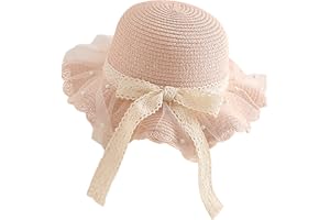 XYIYI Kid Girls Summer Straw Hat Sun Protection Visor Hats Foldable Wide Brim Bowknot Beach Cap for 2-8 Years Old