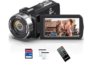 PITIKI Videokamera 4K 48MP Camcorder mit IR Nachtsicht, 18-Facher Digitalzoom 30FPS Video Kamera Recorder, 3.0-Zoll-LCD Touchscreen Webcam Vlog Kamera für YouTube mit Fernbedienung, SD-Karte und 2 Batterien