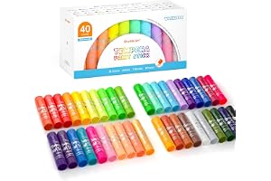 Shuttle Art Tempera målarpennor, 40 färgglada fasta Tempera Gouache färgpennor för barn, snabbtorkande, kan användas på papper, trä, glas, keramik, duk, vaxkritor från 1 år