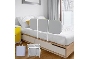 Eulenke Barrière de lit de 150 cm, pliable, réglable en hauteur, portable, pour les voyages, montage facile, grise