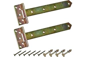 BRESKO Kreuzgehänge verzinkt T-Bänder Scharnier Torband Ladenband Türbänder Werfgehänge schwer 2er Set mit Schrauben (Gelb, 300x45x90x3 mm)