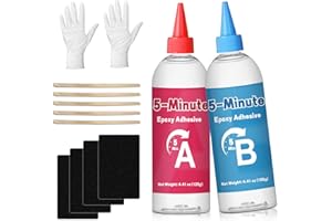 EIGTWEN Colla epoxidica, 2 x 125 ml, 5 min, colla trasparente resistente al calore, adatta per metallo, plastica, legno, ceramica, vetro e altri materiali
