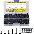 500 Pcs M3 Bolts and Nuts Set, Hex Socket Head Cap Screws, Black Machine Screws Fastener Assortment Kit