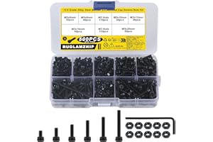 RUGLAMZHIP 500 Stk M3 Schrauben Set, Innensechskantschrauben Muttern Set, Sechskopf-Knopf Zylinderschrauben Sortiment Set, Innensechskant Gewindeschrauben Schraubensortiment, Maschinenschrauben mit Muttern
