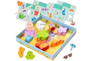 Nene Toys Gioco di Pesca Magnetica per Bambini 2 Anni - Gioco Didattico in Legno di Pesca Magnetica con Puzzle di Abbinamento dei Colori - Gioco Montessori 2 Anni - Regalo Bambina Bambino di 2 3 Anni