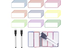 Pilikoll 54pcs Magnetic Dry Erase Labels with Whiteboard Pen Flexible Magnetic Label Strips Writable Magnet Sheets Reusable Name Plate Tag Blank Write On Magnets Name Tag Labels for School,Home,Office