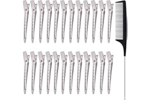 MELLIEX 24pcs Pince Cheveux 3,5 pouces Pinces à Bec de Canard Clips de Coiffure en Métal avec Peigne de Style