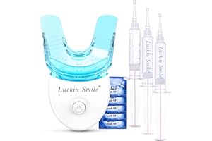 LUCKIN SMILE Kit Sbiancante Denti, LuckinSmile Kit Sbiancamento Denti Professionale, con 3 * 5ML Gel Sbiancante Denti, 5*Salviette per denti, Sbiancante Denti 5X Led, Senza Sensibilità, Smalto Sicuro per Denti