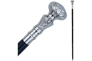 ‎MEDIEVAL REPLICAS Vintage Gehstock aus Holz mit silbernem Messinggriff, schwarz, faltbarer Gehstock, runder Knauf, antiker viktorianischer eleganter Palisanderstab im viktorianischen Stil, für Damen und Herren, ideales