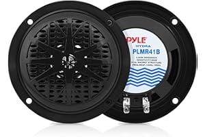 Pyle Haut-Parleurs Marins 10 cm Étanches, Système Audio Extérieur Résistant aux Intempéries, Double Cône Polypropylène, Design Compact - Noir - Paire