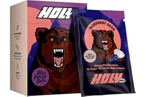 ‎HOLY ENERGY HOLY Energy Booster 10er Probier-Box 'Blueberry Bear' mit Blaubeere & Kokos Geschmack Pulver | 10 Portionen mit NewCaff & Grüntee Extrakt Vegan mit 100% natürlichen Fruchtaromen