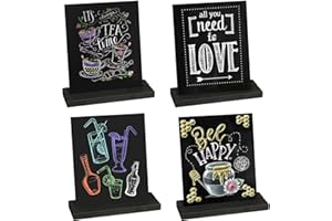 PROTA 4 Stück Aufsteller Kreidetafel Klein Doppelseitige Kreidetafel Mini Tafel Menü Kreidetafel Holz Preisschilder Aufsteller Tafel zum Beschriften für Geburtstag Hochzeit Party Event