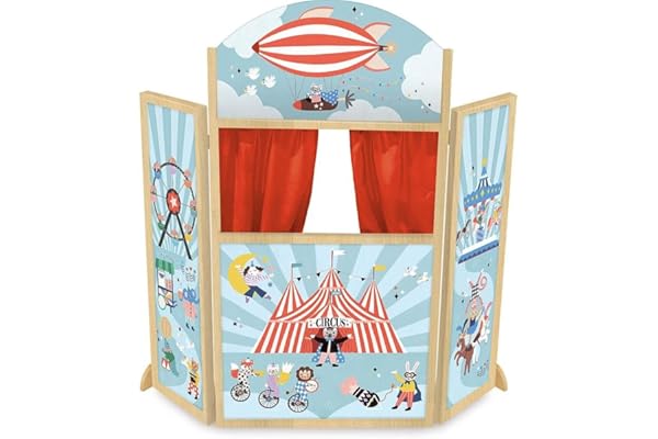 Vilac - Théâtre Cirque - Michelle Carlslund - Jeu Educatif - Jouet d'Imagination et d'Imitation en Bois - Marionnette - pour Enfants à Partir de 3 Ans, Multicouleur