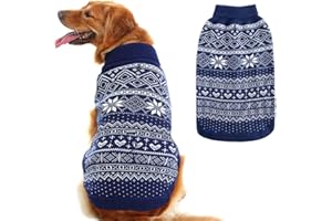 HOMIMP Dog Sweater Argyle - Warm Sweater Winter Clothes Puppy Soft Coat, Ugly Dog Sweater for Small Medium and Large Dogs, Pet Clothing Boy Girl (Medium, Blue)