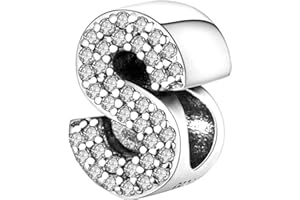 MULA 925 Sterling Silver Charms for Bracelets and Necklaces A-Z Alphabet Beads Dangle Pendants with 5A Cubic Zirconia Jewelry Gifts for Women Girls