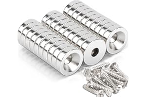 KEUKENKET 12X3mm Magnete Stark Mit Loch, Blende 4mm，30 Stück Neodym Magnete mit Schrauben,Klein Starke Magnete zum Anschrauben Rund Magnet mit Schrauben für Magnettafel Lagerhaus Küche Büro