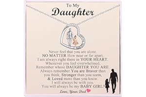 VOSAP Daughter Gifts from Dad, Heart Pendant Necklace, Daughter Gift for Girls, Christmas Birthday Graduation Gifts, Stocking Fillers for Women Girls