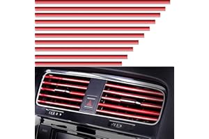 VICDUEKG 10 Stück Auto Luftauslass Dekoration Streifen, Auto Innen Zierleisten Lüftungsschlitz Decor Zubehör Styling Klimaanlage Lüftungsgitter Zierleiste, Auto Zubehör Innenraum für Lüftungsschlitze (Rot)